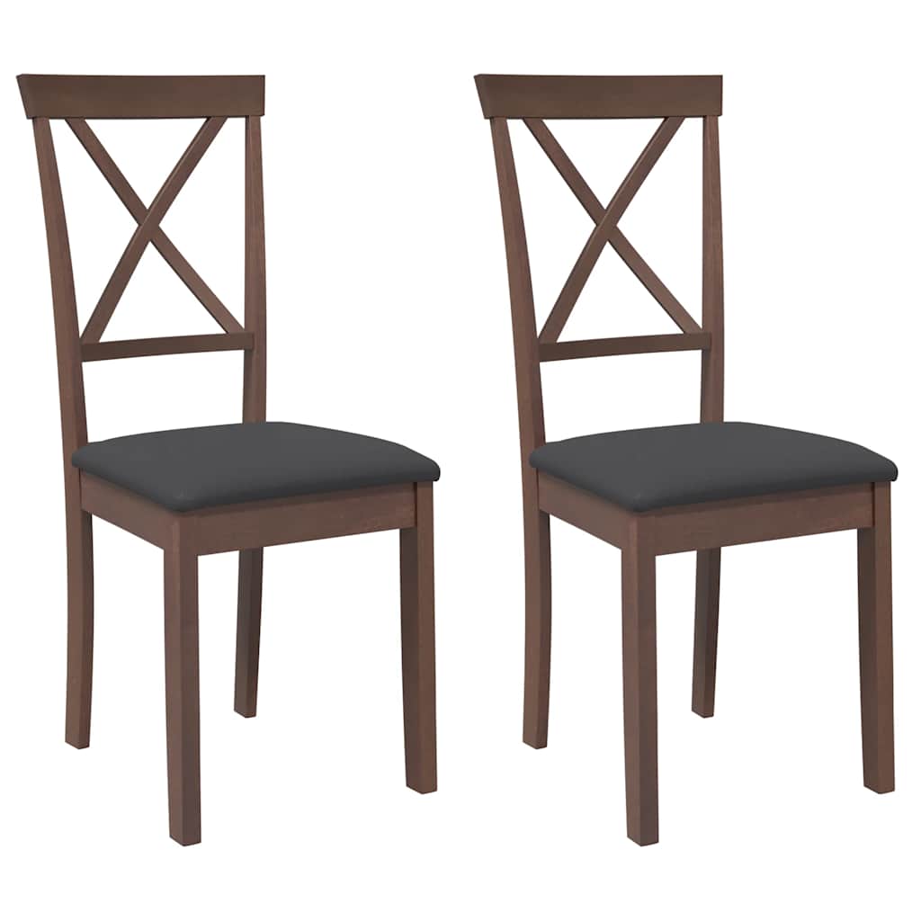 Eetkamerstoelen met kussens 2 st massief hout rubber bruin is nu te koop bij PeponiXL, paradijselijk wonen!
