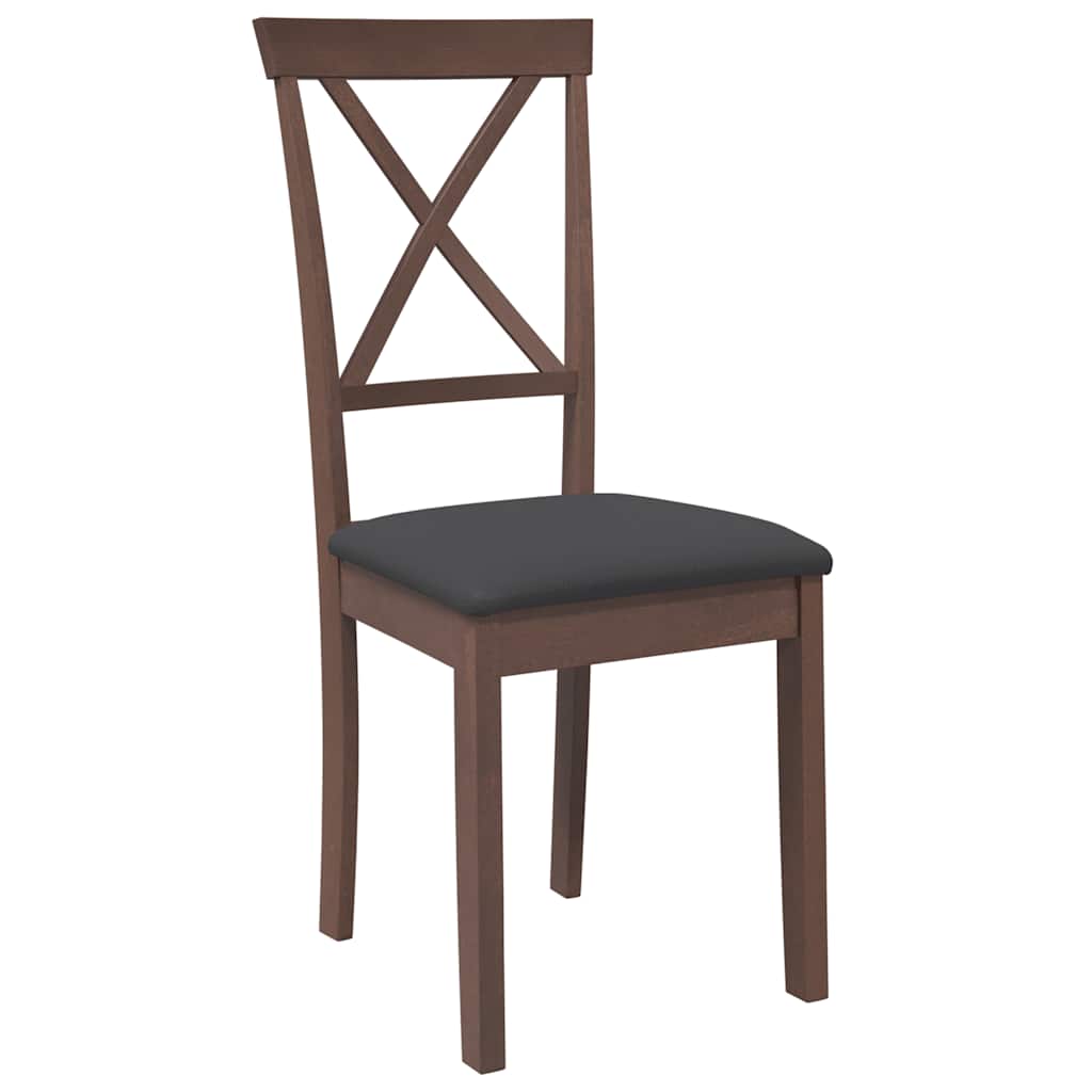 Eetkamerstoelen met kussens 2 st massief hout rubber bruin is nu te koop bij PeponiXL, paradijselijk wonen!