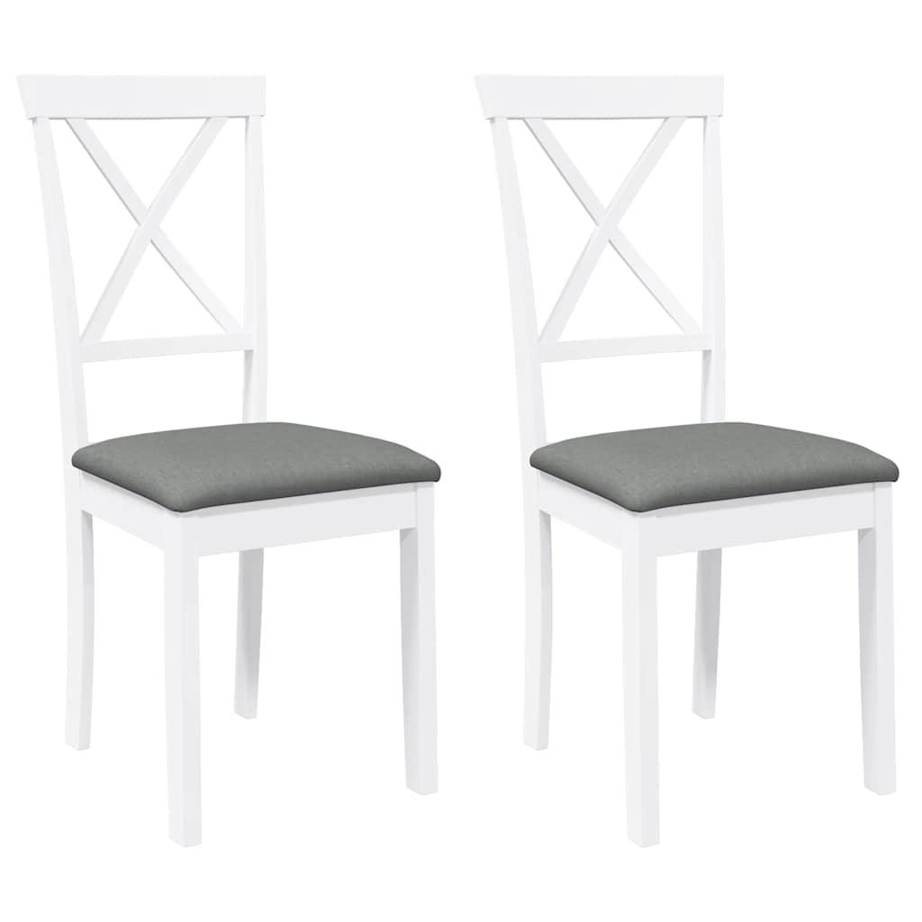 Eetkamerstoelen met kussens 2 st massief hout rubber wit is nu te koop bij PeponiXL, paradijselijk wonen!