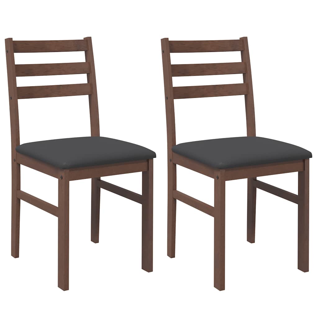 Eetkamerstoelen met kussens 2 st massief hout rubber bruin is nu te koop bij PeponiXL, paradijselijk wonen!