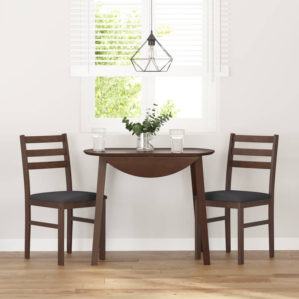 Eetkamerstoelen met kussens 2 st massief hout rubber bruin is nu te koop bij PeponiXL, paradijselijk wonen!