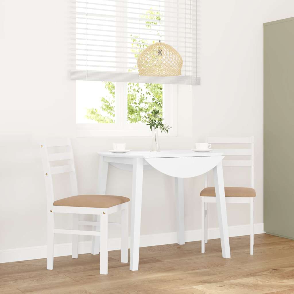 Eetkamerstoelen met kussens 2 st massief hout rubber wit is nu te koop bij PeponiXL, paradijselijk wonen!