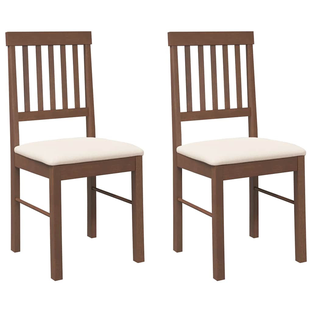 Eetkamerstoelen met kussens 2 st massief hout rubber bruin is nu te koop bij PeponiXL, paradijselijk wonen!