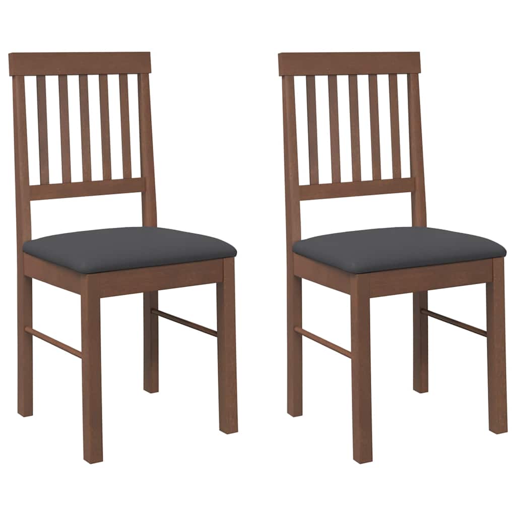 Eetkamerstoelen met kussens 2 st massief hout rubber bruin is nu te koop bij PeponiXL, paradijselijk wonen!