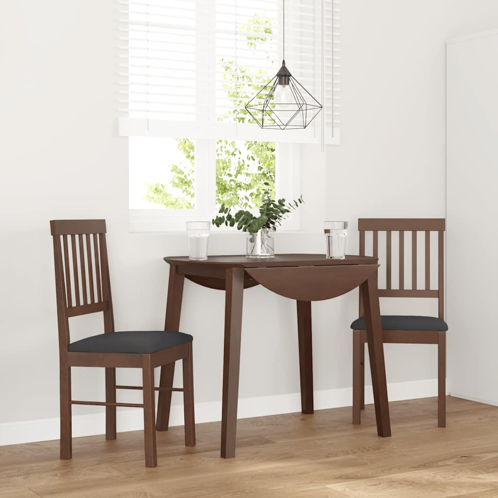 Eetkamerstoelen met kussens 2 st massief hout rubber bruin is nu te koop bij PeponiXL, paradijselijk wonen!