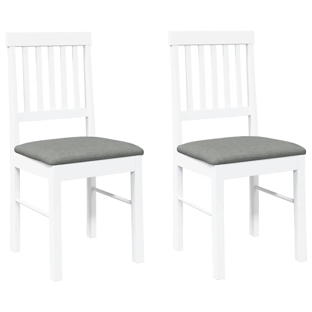 Eetkamerstoelen met kussens 2 st massief hout rubber wit is nu te koop bij PeponiXL, paradijselijk wonen!
