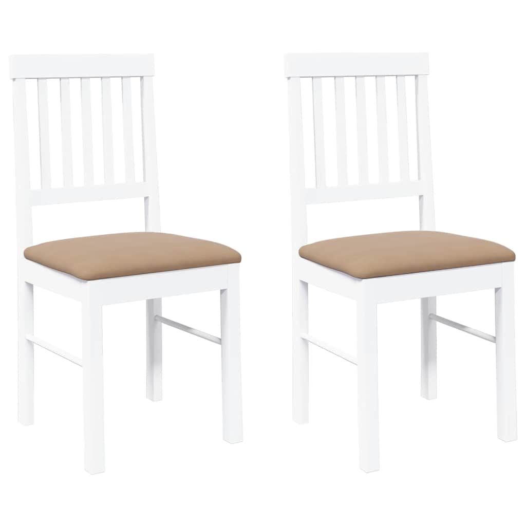 Eetkamerstoelen met kussens 2 st massief hout rubber wit is nu te koop bij PeponiXL, paradijselijk wonen!