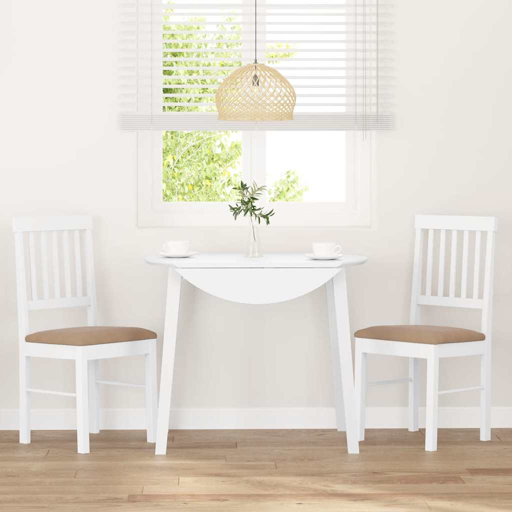 Eetkamerstoelen met kussens 2 st massief hout rubber wit is nu te koop bij PeponiXL, paradijselijk wonen!