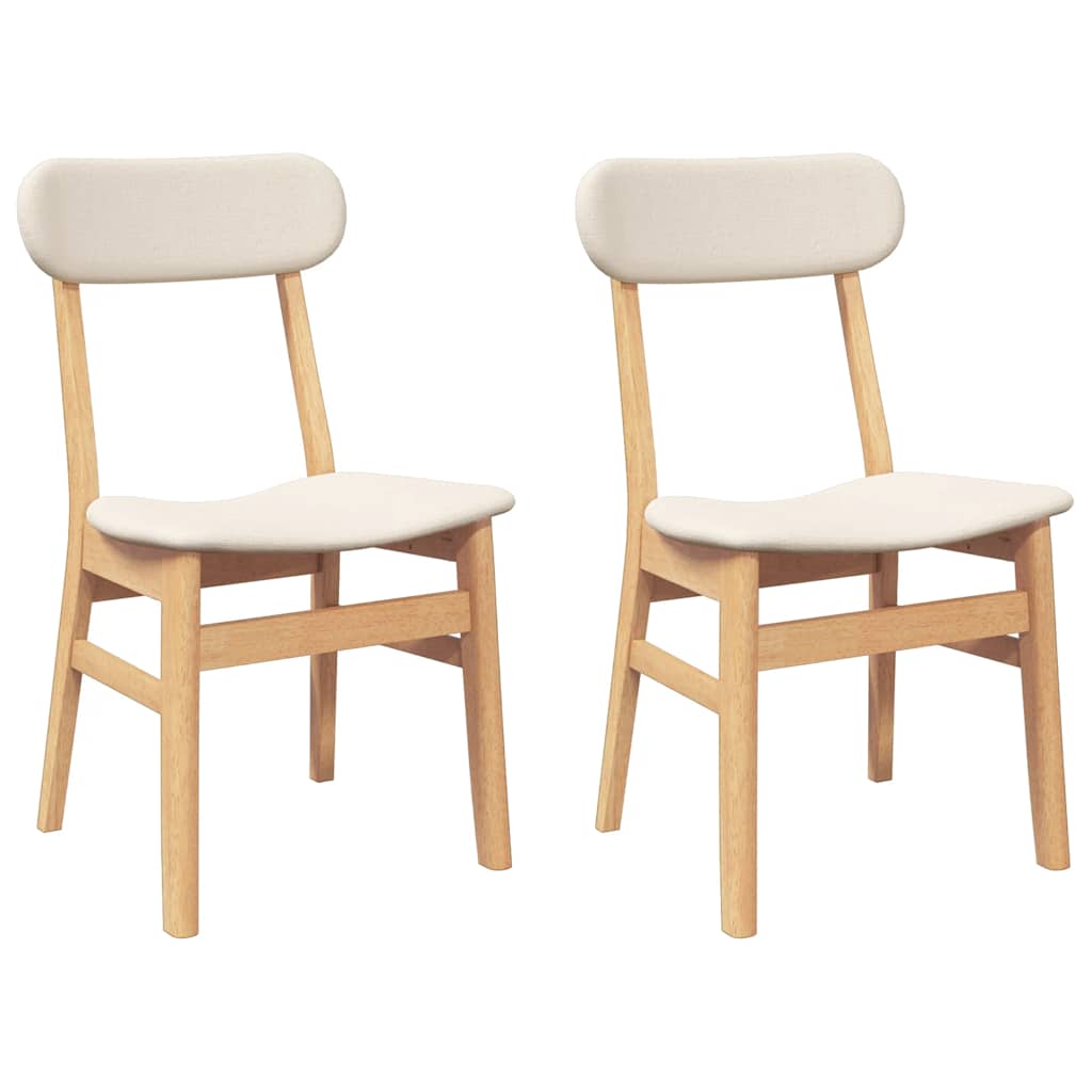 Eetkamerstoelen met kussens 2 st massief hout rubber