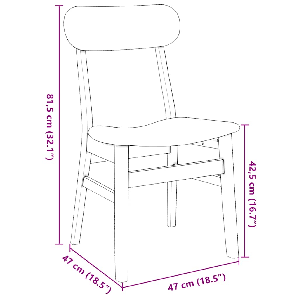 Eetkamerstoelen met kussens 2 st massief hout rubber