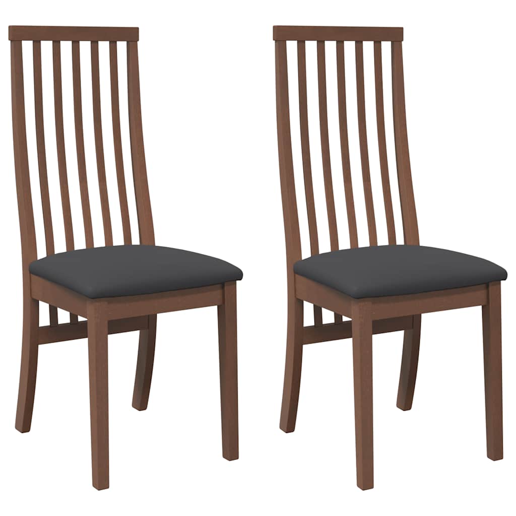 Eetkamerstoelen met kussens 2 st massief hout rubber bruin is nu te koop bij PeponiXL, paradijselijk wonen!