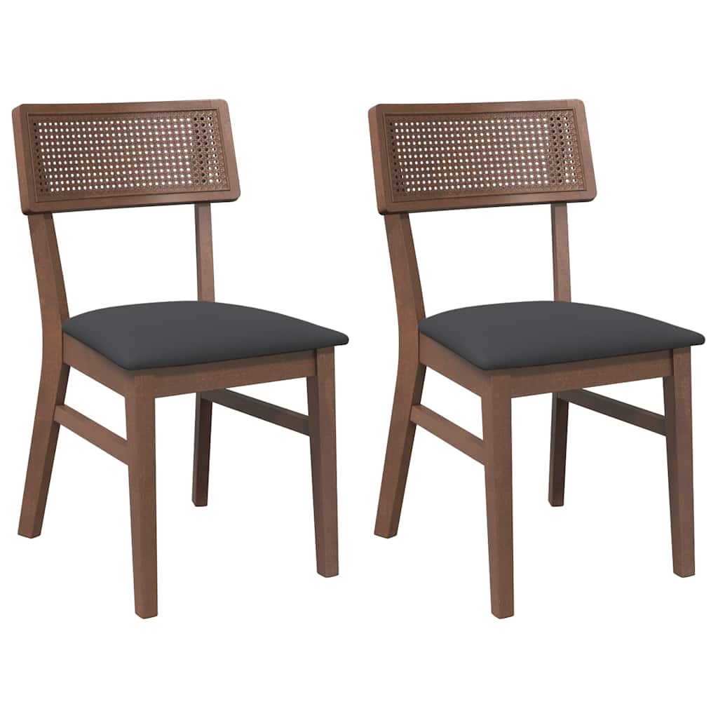 Eetkamerstoelen met kussens 2 st massief hout rubber bruin is nu te koop bij PeponiXL, paradijselijk wonen!