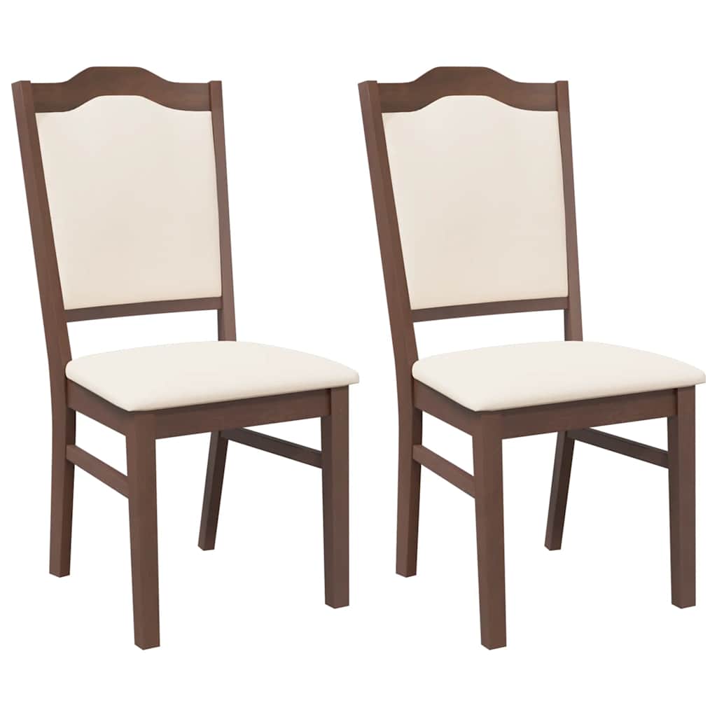 Eetkamerstoelen met kussens 2 stuks bruin massief hout rubber is nu te koop bij PeponiXL, paradijselijk wonen!