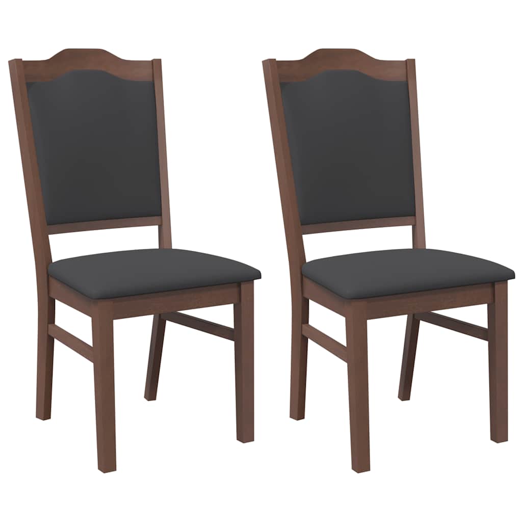 Eetkamerstoelen met kussens 2 stuks bruin massief hout rubber is nu te koop bij PeponiXL, paradijselijk wonen!