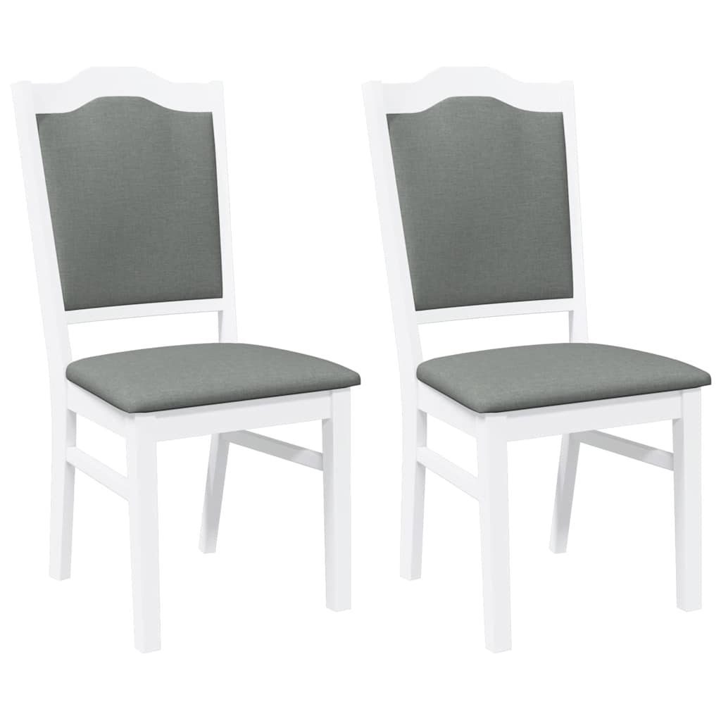 Eetkamerstoelen met kussens 2 stuks wit massief hout rubber is nu te koop bij PeponiXL, paradijselijk wonen!