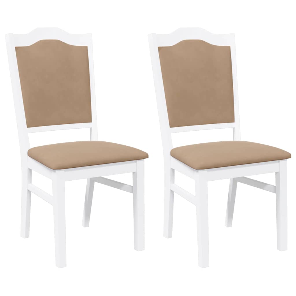 Eetkamerstoelen met kussens 2 stuks wit massief hout rubber is nu te koop bij PeponiXL, paradijselijk wonen!