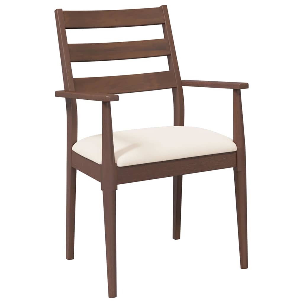 Eetkamerstoelen met kussens 2 stuks bruin massief hout rubber is nu te koop bij PeponiXL, paradijselijk wonen!