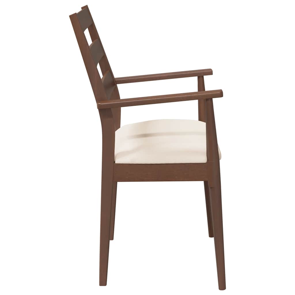 Eetkamerstoelen met kussens 2 stuks bruin massief hout rubber is nu te koop bij PeponiXL, paradijselijk wonen!