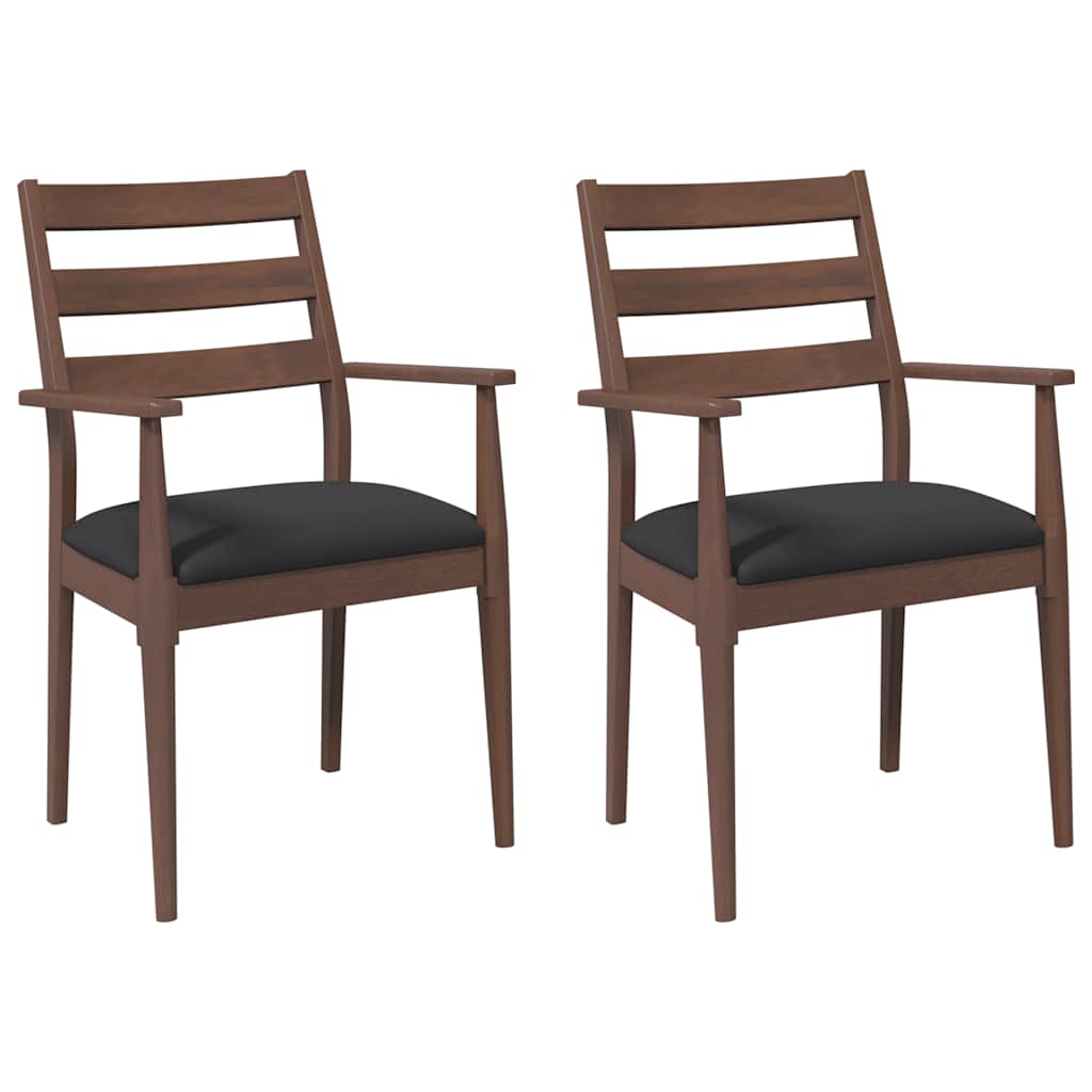Eetkamerstoelen met kussens 2 stuks bruin massief hout rubber is nu te koop bij PeponiXL, paradijselijk wonen!