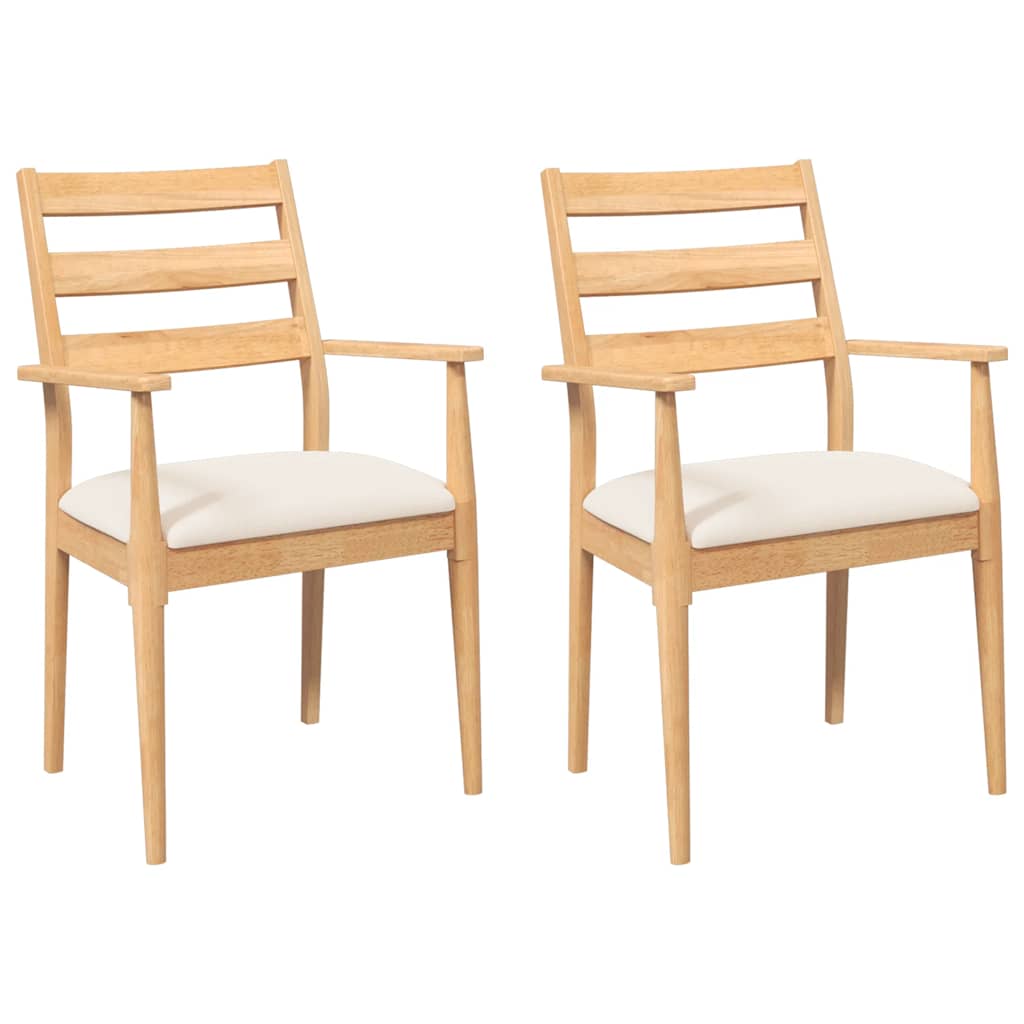 Eetkamerstoelen met kussens 2 stuks massief hout rubber is nu te koop bij PeponiXL, paradijselijk wonen!