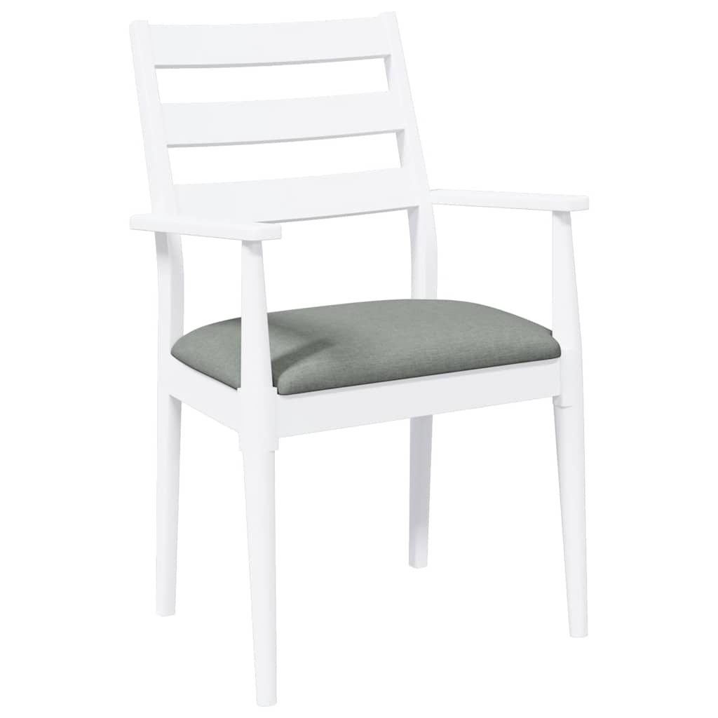 Eetkamerstoelen met kussens 2 stuks wit massief hout rubber is nu te koop bij PeponiXL, paradijselijk wonen!