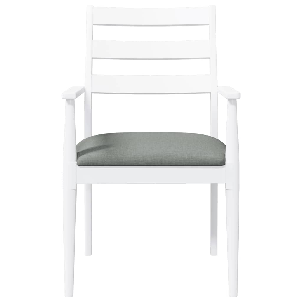Eetkamerstoelen met kussens 2 stuks wit massief hout rubber is nu te koop bij PeponiXL, paradijselijk wonen!