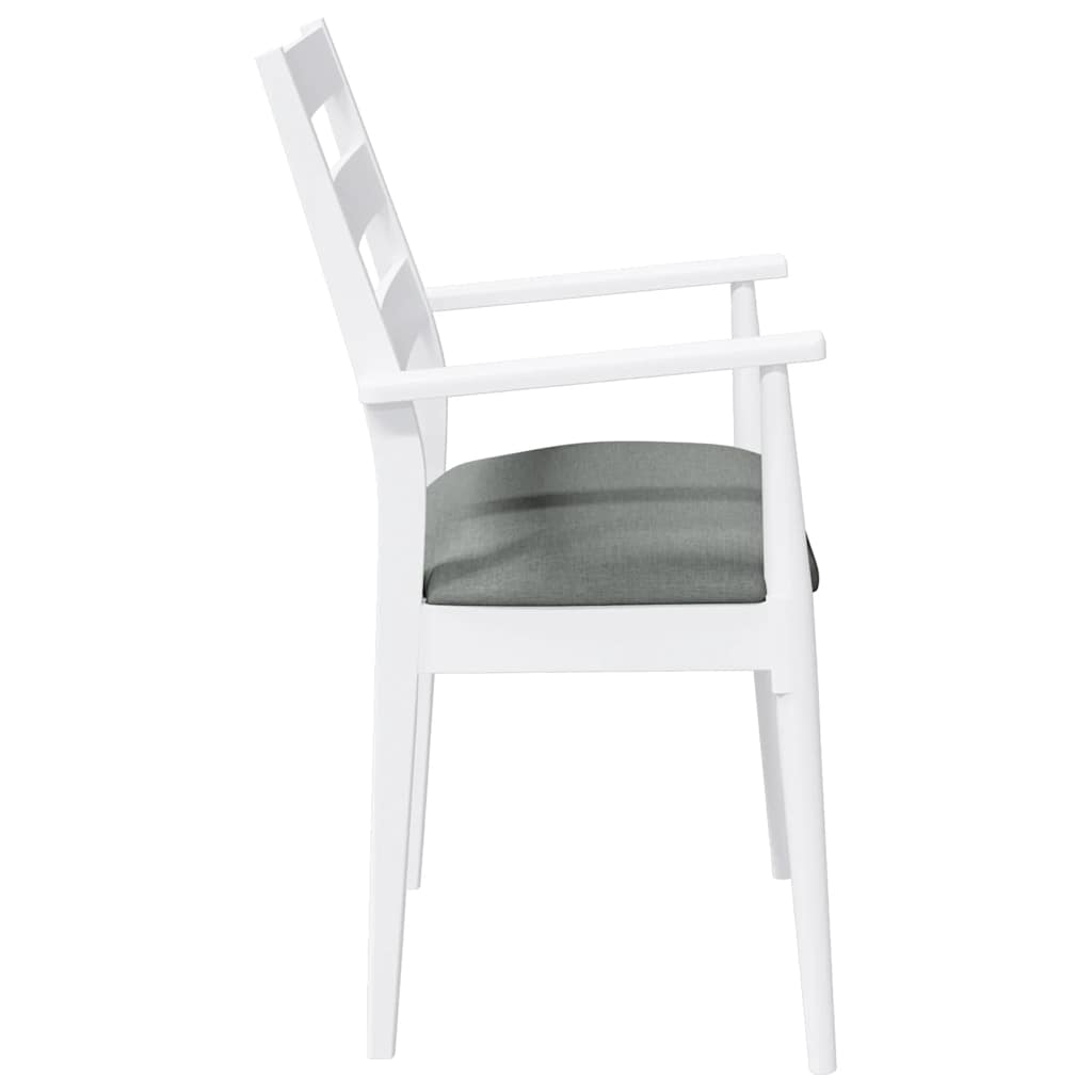Eetkamerstoelen met kussens 2 stuks wit massief hout rubber is nu te koop bij PeponiXL, paradijselijk wonen!