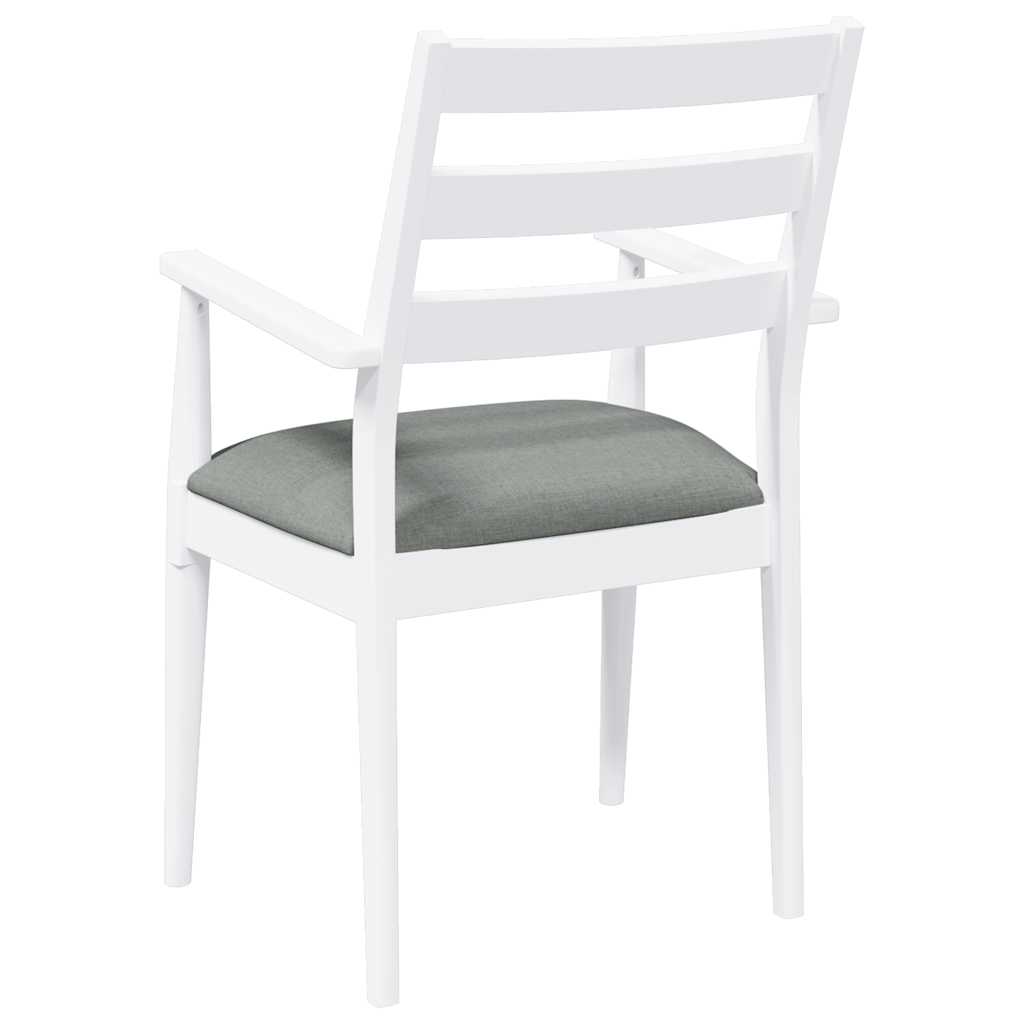 Eetkamerstoelen met kussens 2 stuks wit massief hout rubber is nu te koop bij PeponiXL, paradijselijk wonen!