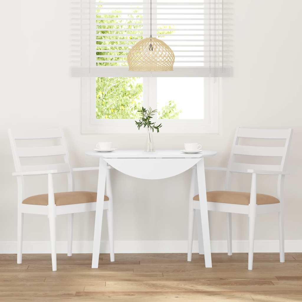 Eetkamerstoelen met kussens 2 stuks wit massief hout rubber is nu te koop bij PeponiXL, paradijselijk wonen!