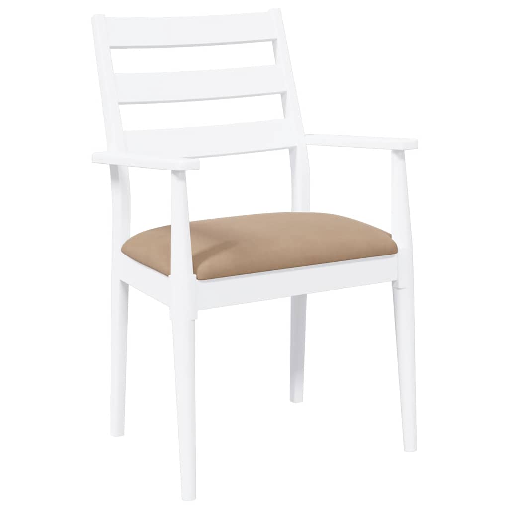 Eetkamerstoelen met kussens 2 stuks wit massief hout rubber is nu te koop bij PeponiXL, paradijselijk wonen!
