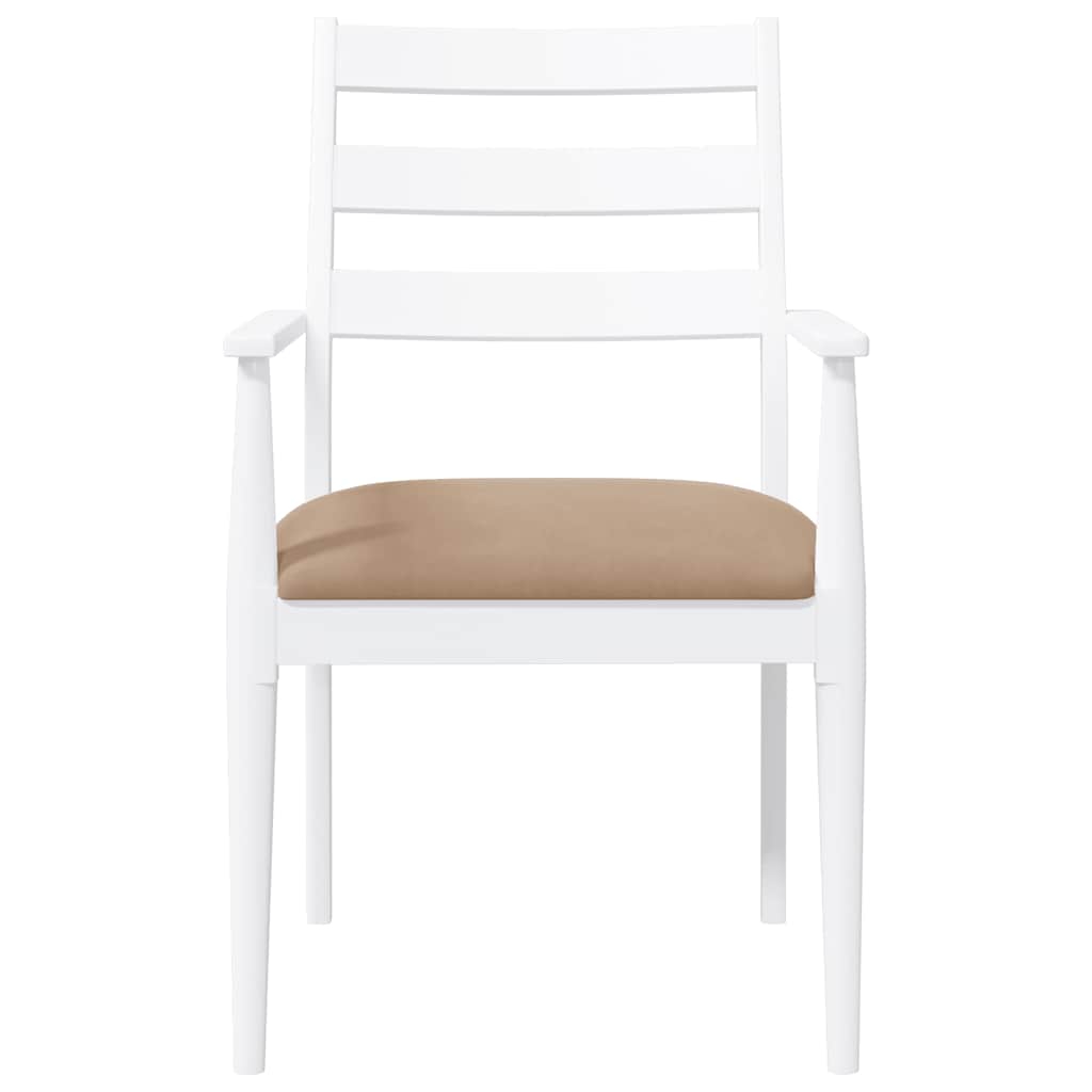 Eetkamerstoelen met kussens 2 stuks wit massief hout rubber is nu te koop bij PeponiXL, paradijselijk wonen!