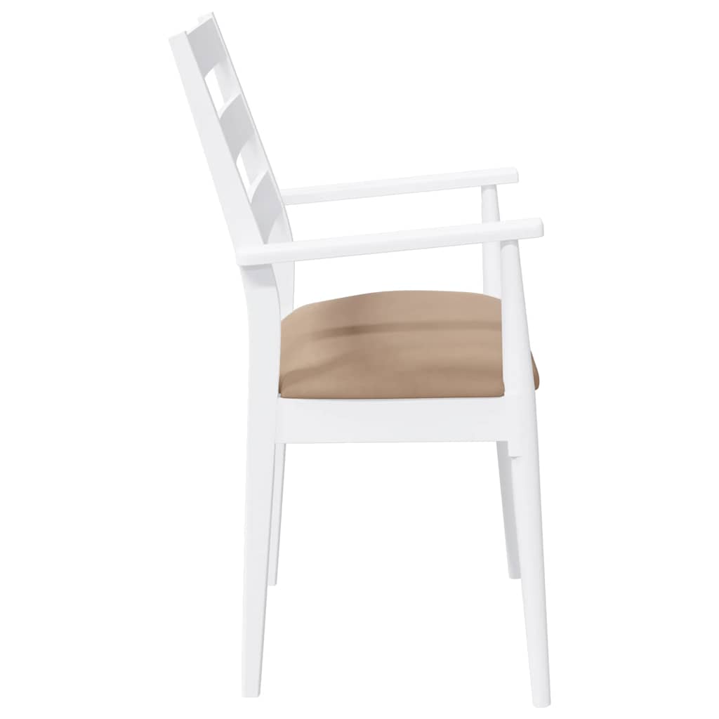 Eetkamerstoelen met kussens 2 stuks wit massief hout rubber is nu te koop bij PeponiXL, paradijselijk wonen!