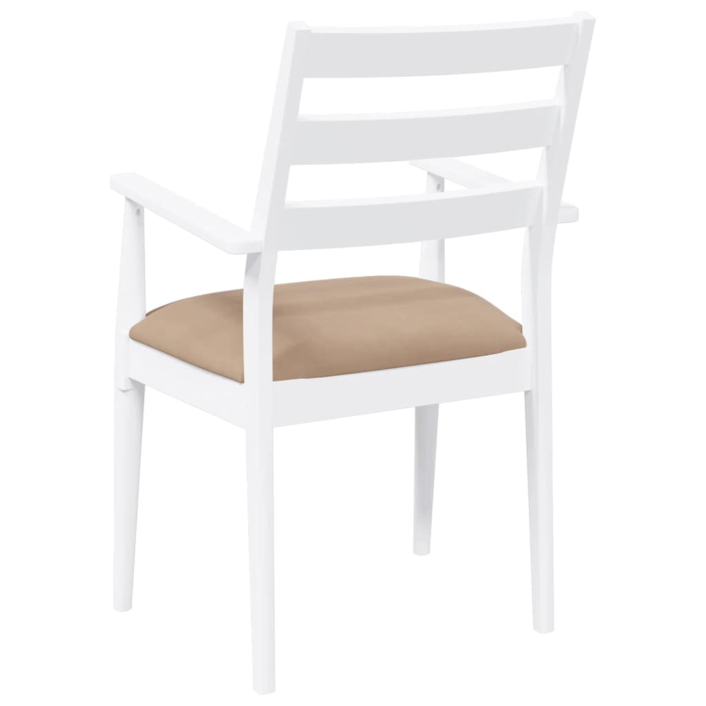 Eetkamerstoelen met kussens 2 stuks wit massief hout rubber is nu te koop bij PeponiXL, paradijselijk wonen!