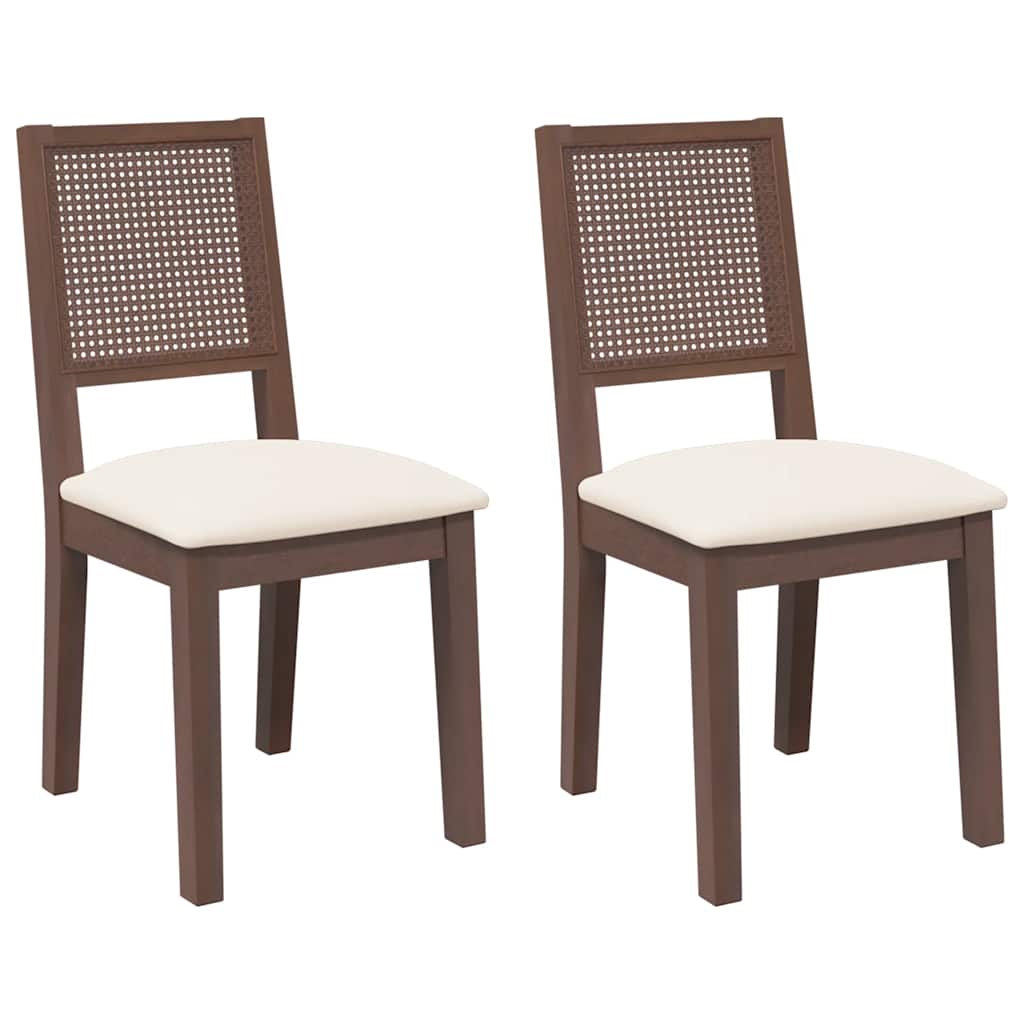 Eetkamerstoelen met kussens 2 st massief hout rubber bruin is nu te koop bij PeponiXL, paradijselijk wonen!