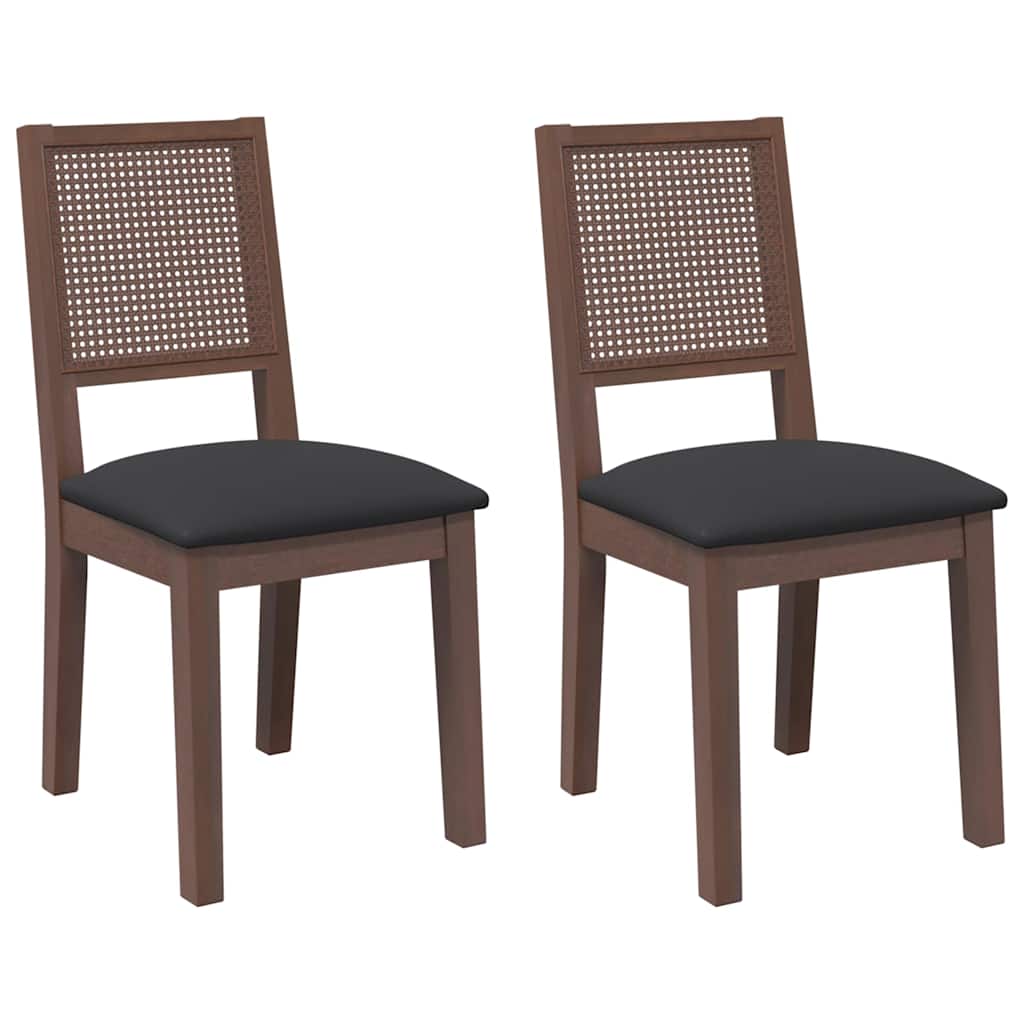 Eetkamerstoelen met kussens 2 st massief hout rubber bruin is nu te koop bij PeponiXL, paradijselijk wonen!