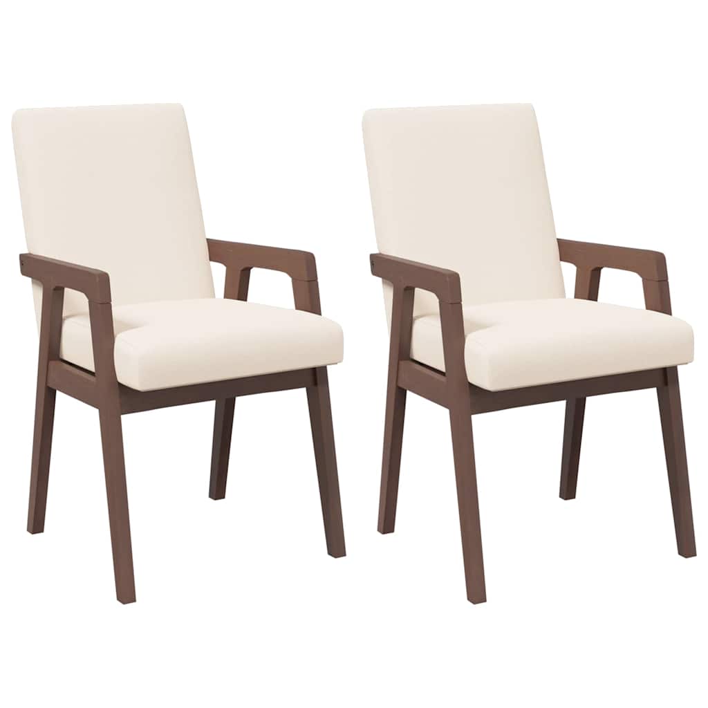 Eetkamerstoelen met kussens 2 stuks bruin massief hout rubber is nu te koop bij PeponiXL, paradijselijk wonen!