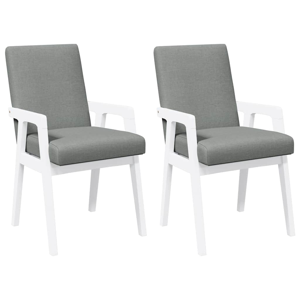 Eetkamerstoelen met kussens 2 stuks wit massief hout rubber is nu te koop bij PeponiXL, paradijselijk wonen!