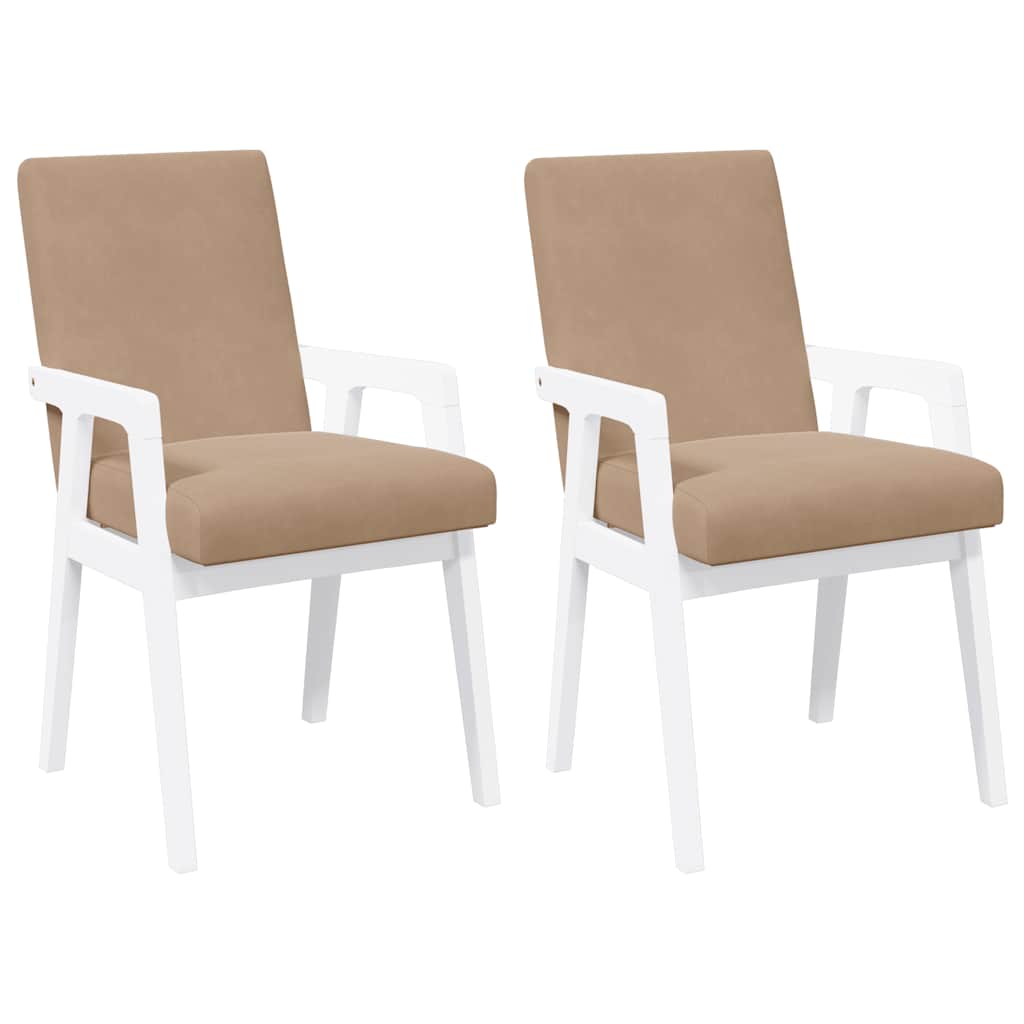 Eetkamerstoelen met kussens 2 stuks wit massief hout rubber is nu te koop bij PeponiXL, paradijselijk wonen!