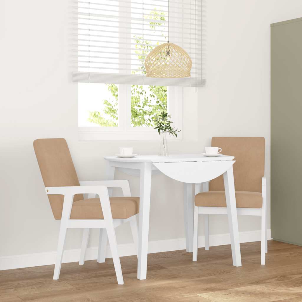 Eetkamerstoelen met kussens 2 stuks wit massief hout rubber is nu te koop bij PeponiXL, paradijselijk wonen!