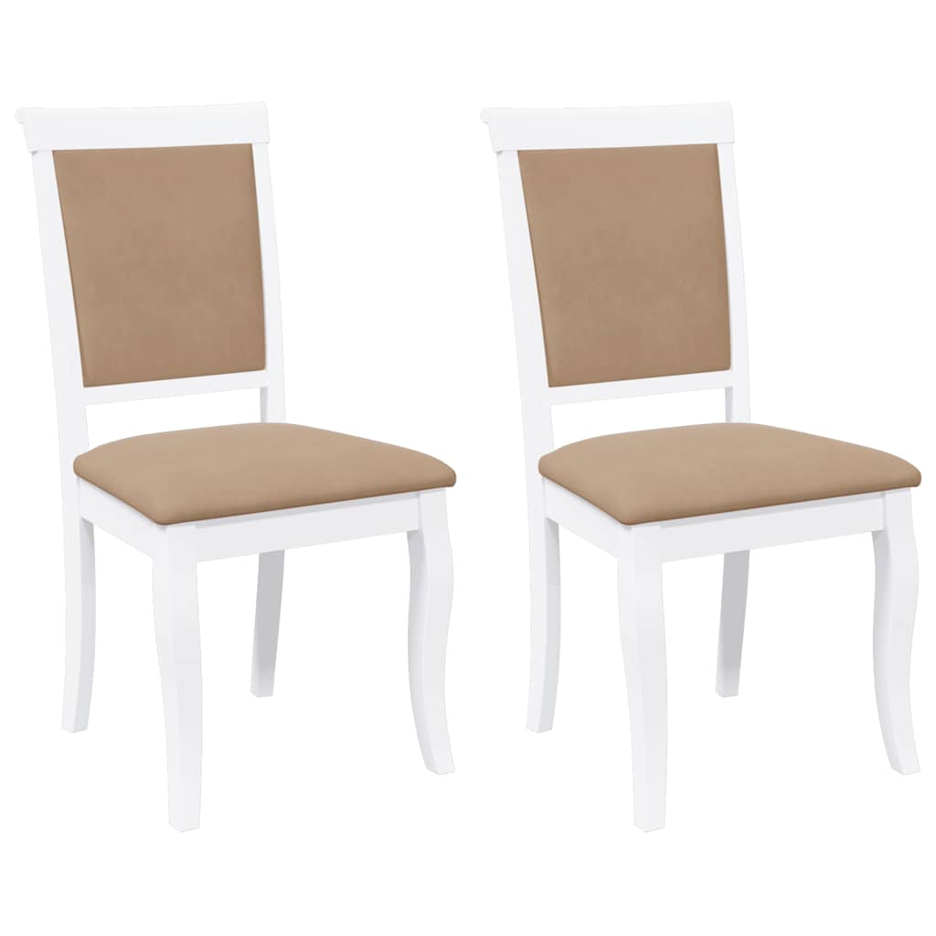 Eetkamerstoelen met kussens 2 st massief hout rubber wit is nu te koop bij PeponiXL, paradijselijk wonen!