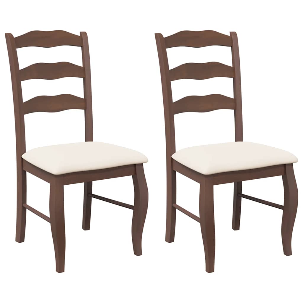 Eetkamerstoelen met kussens 2 stuks bruin massief hout rubber is nu te koop bij PeponiXL, paradijselijk wonen!