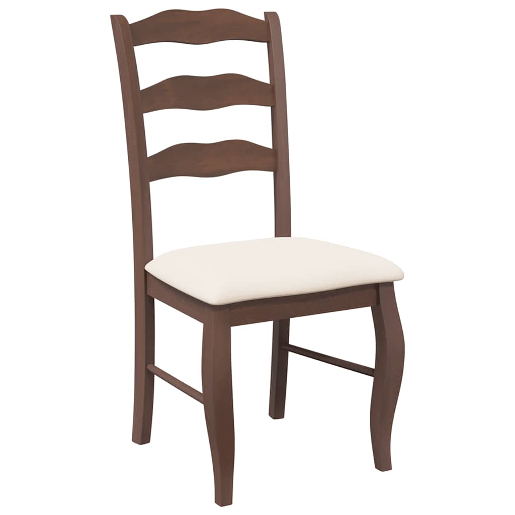 Eetkamerstoelen met kussens 2 stuks bruin massief hout rubber is nu te koop bij PeponiXL, paradijselijk wonen!