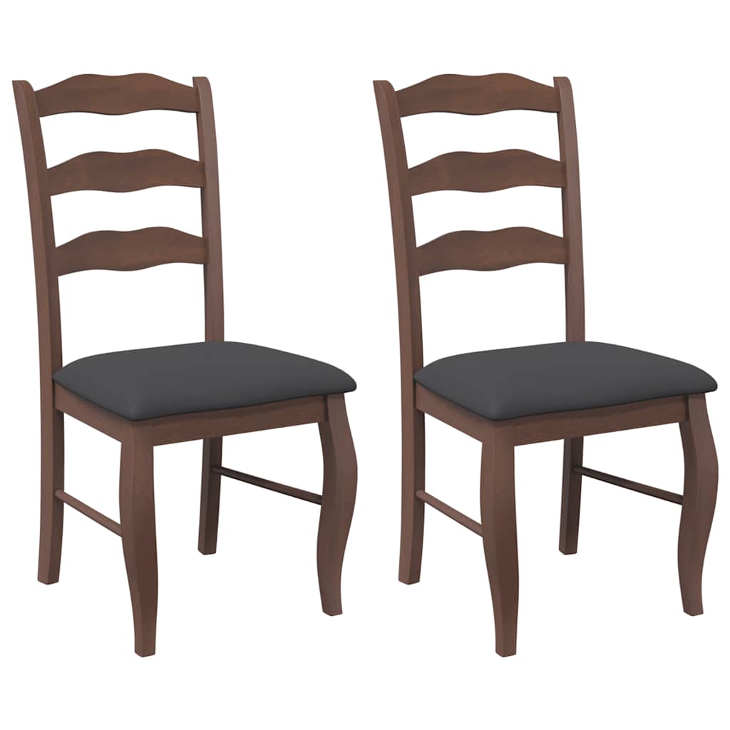 Eetkamerstoelen met kussens 2 stuks bruin massief hout rubber is nu te koop bij PeponiXL, paradijselijk wonen!