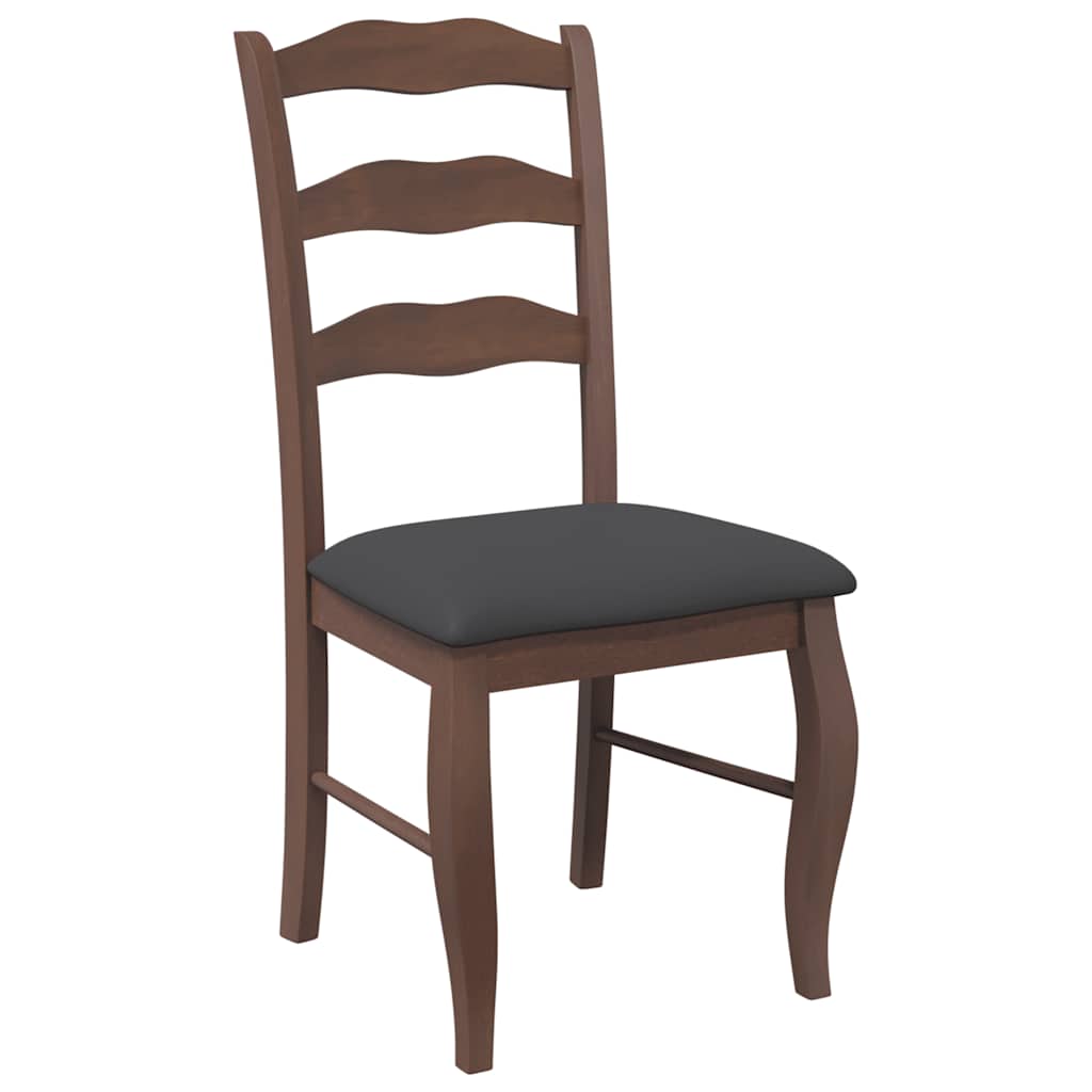Eetkamerstoelen met kussens 2 stuks bruin massief hout rubber is nu te koop bij PeponiXL, paradijselijk wonen!