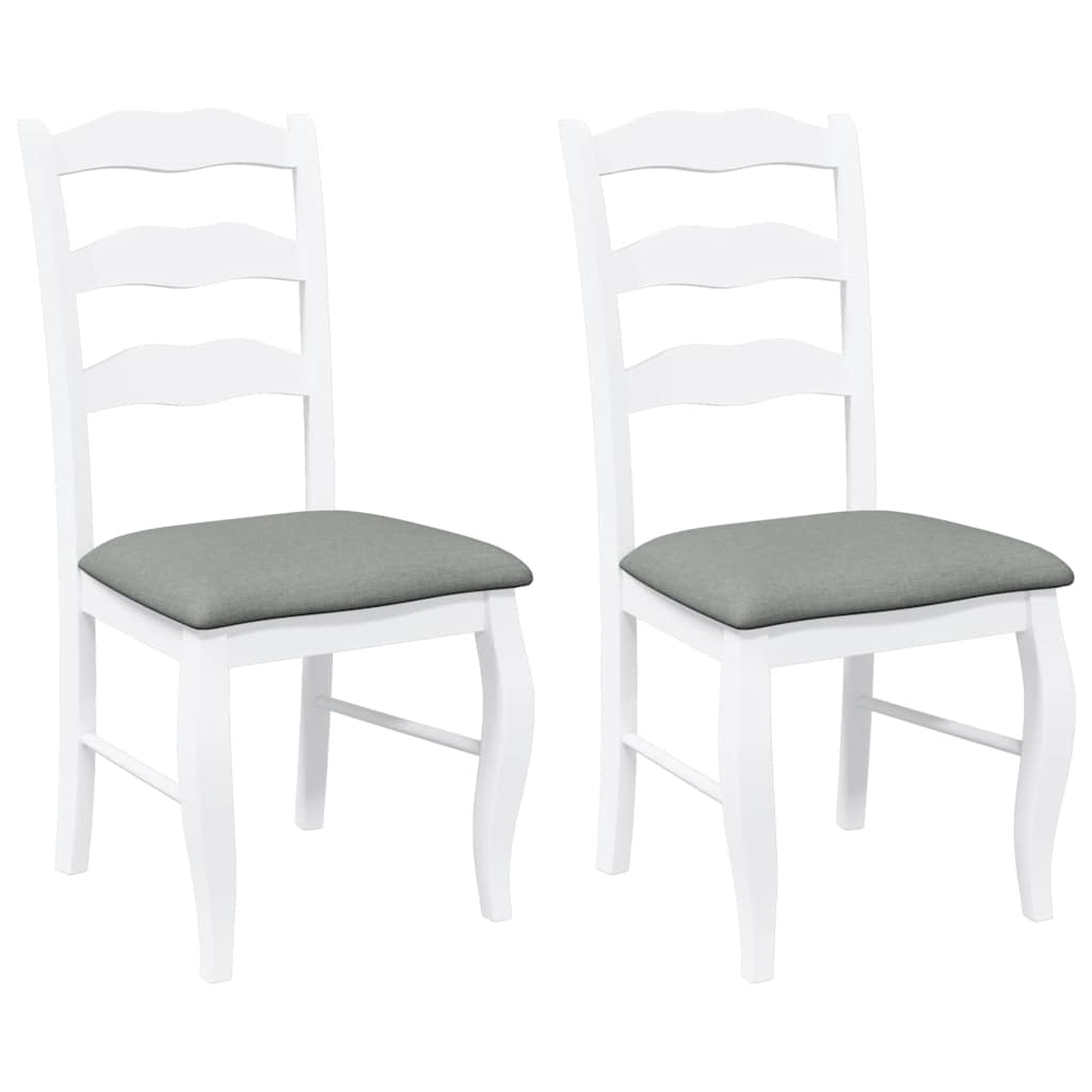 Eetkamerstoelen met kussens 2 stuks wit massief hout rubber is nu te koop bij PeponiXL, paradijselijk wonen!