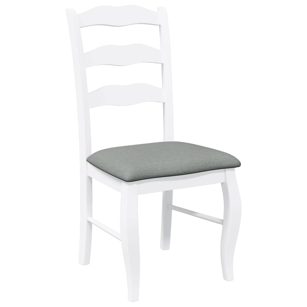 Eetkamerstoelen met kussens 2 stuks wit massief hout rubber is nu te koop bij PeponiXL, paradijselijk wonen!