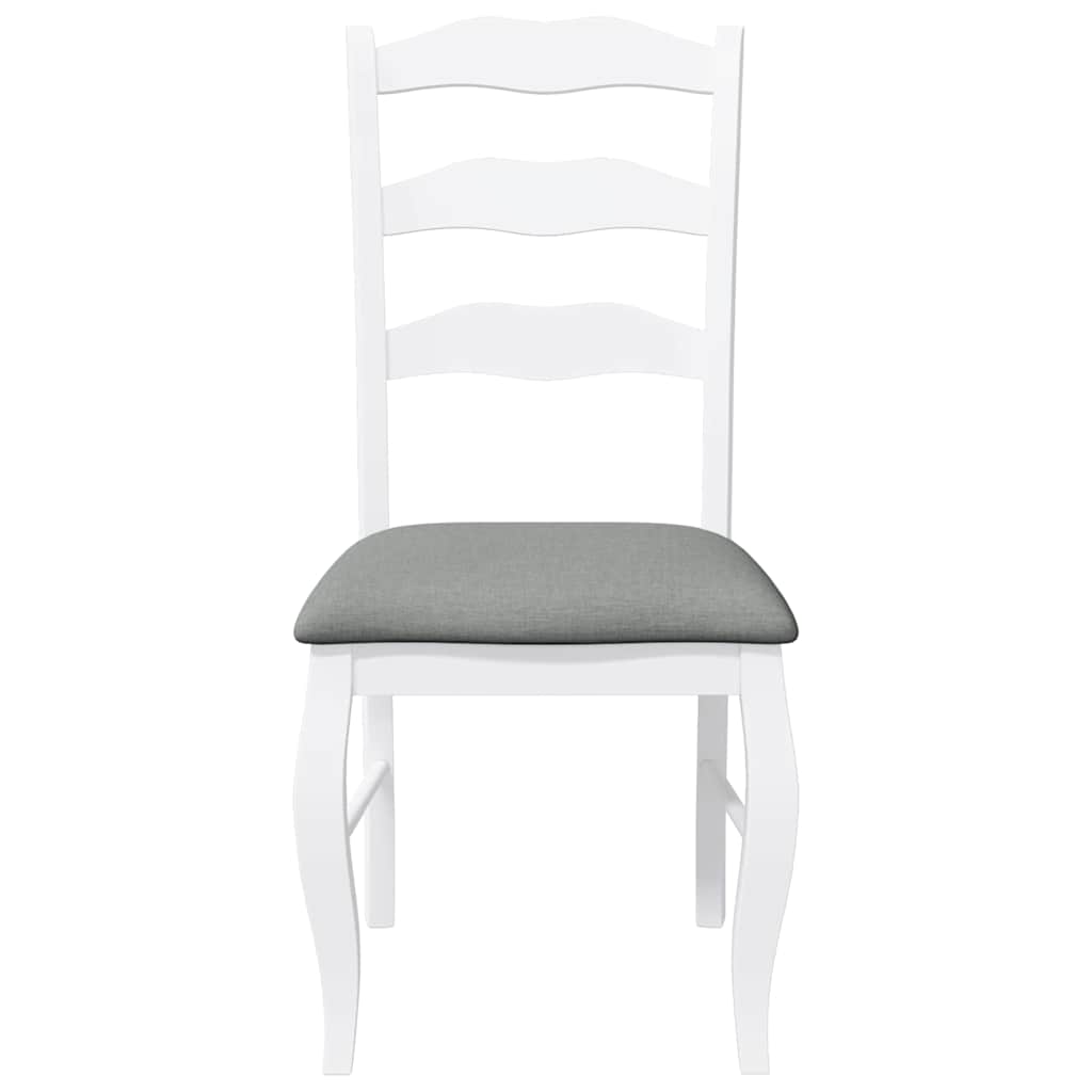 Eetkamerstoelen met kussens 2 stuks wit massief hout rubber is nu te koop bij PeponiXL, paradijselijk wonen!