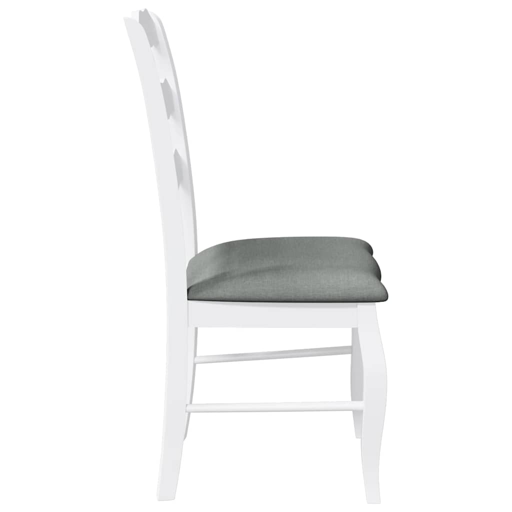 Eetkamerstoelen met kussens 2 stuks wit massief hout rubber is nu te koop bij PeponiXL, paradijselijk wonen!