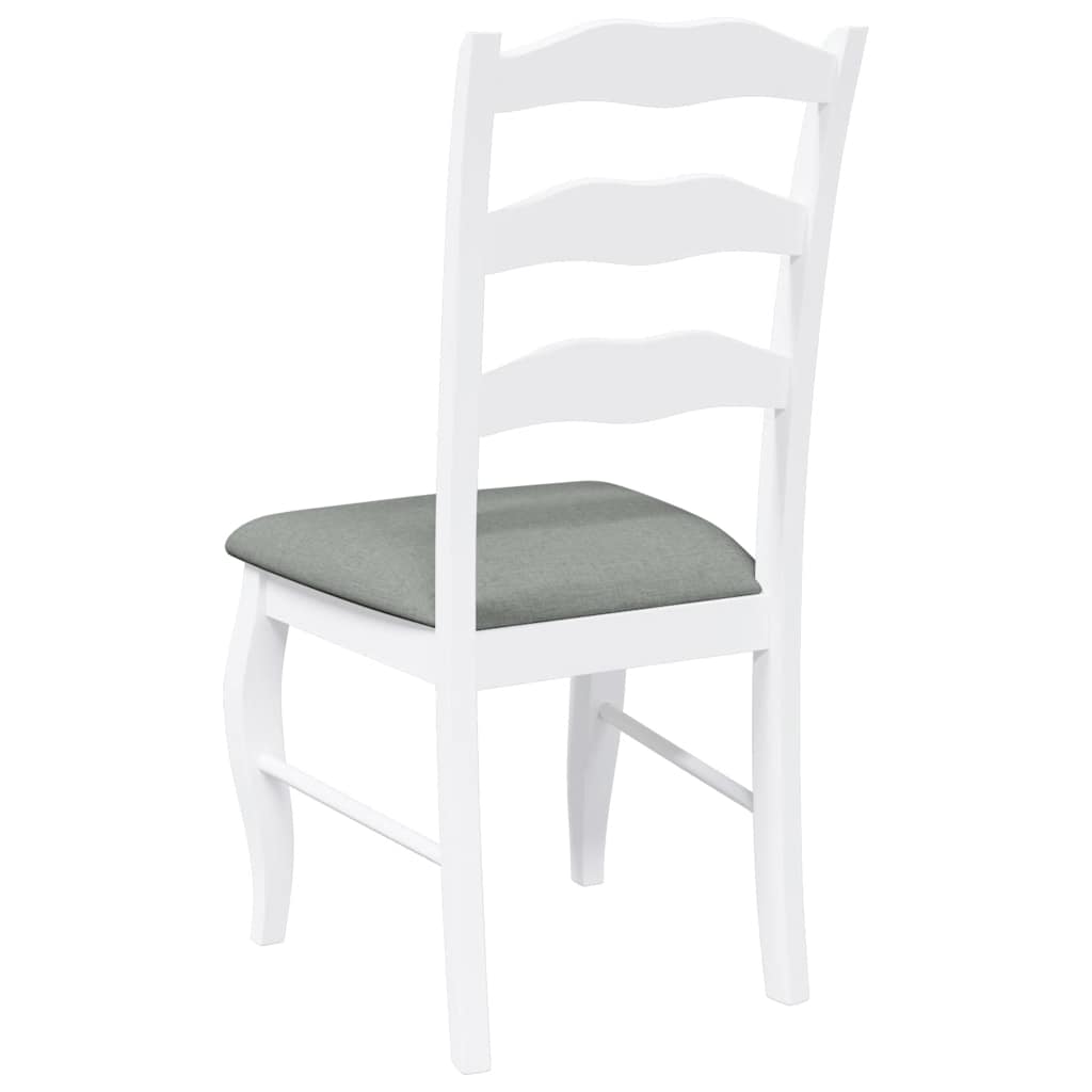 Eetkamerstoelen met kussens 2 stuks wit massief hout rubber is nu te koop bij PeponiXL, paradijselijk wonen!