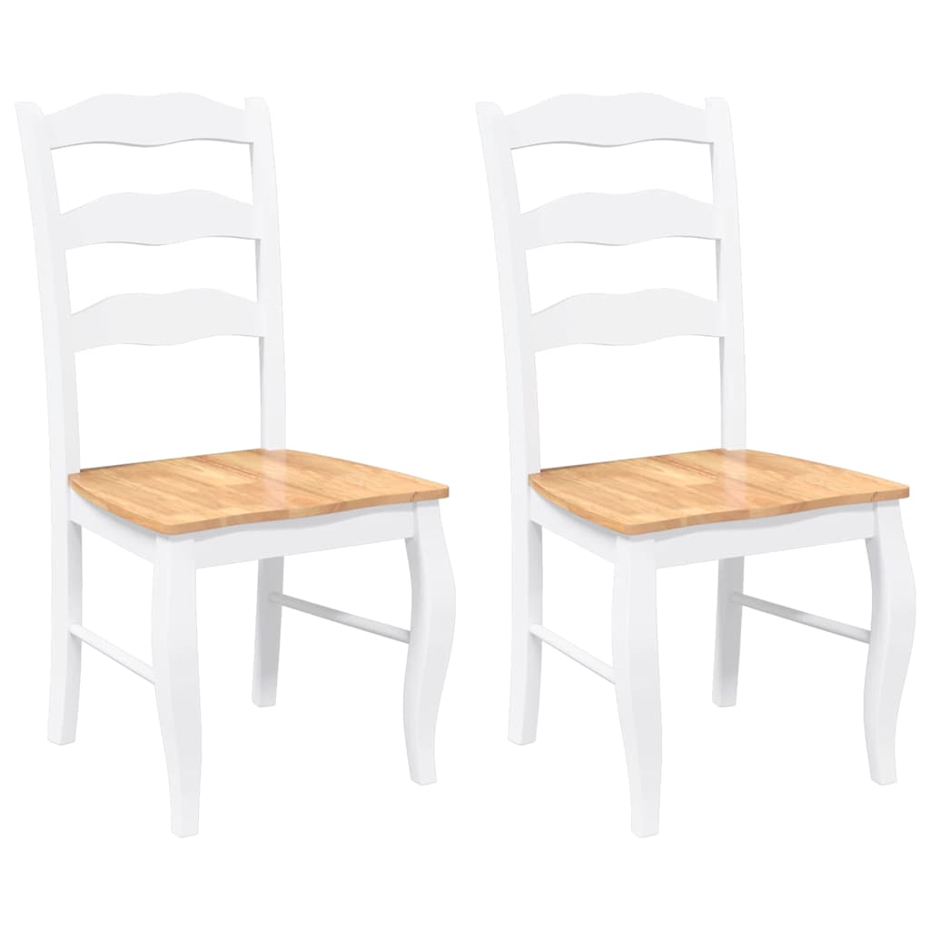 Eetkamerstoelen 2 stuks Wit Massief Hout Rubber is nu te koop bij PeponiXL, paradijselijk wonen!